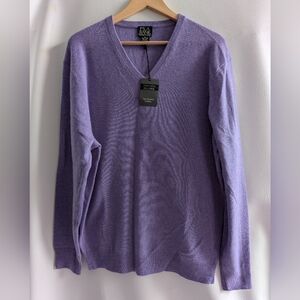 Jos A Bank Traveller's Cashmere Purple V-neck Pullover Knit Sweater - XL